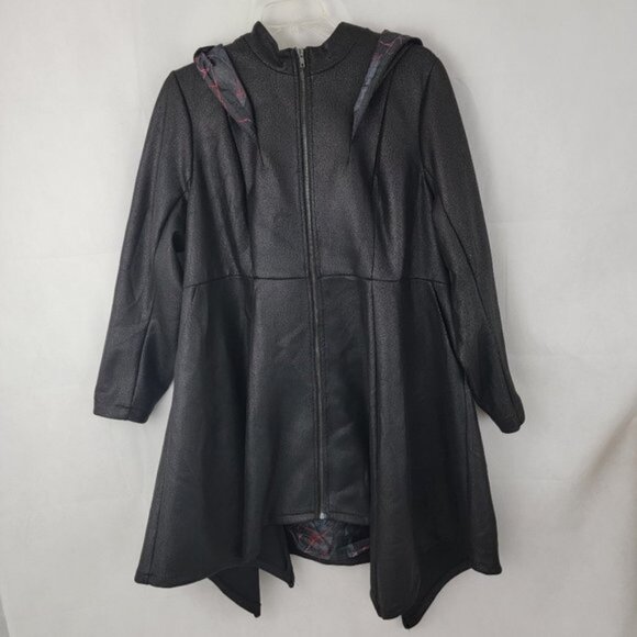 TORRID 3 Her Universe Star Wars Episode 9 Kylo Ren Black Faux Suede Hooded Coat - Picture 1 of 16